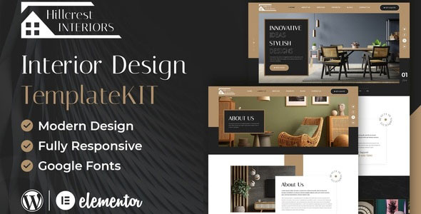 Hillcrest - Interior Design Elementor Template Kit